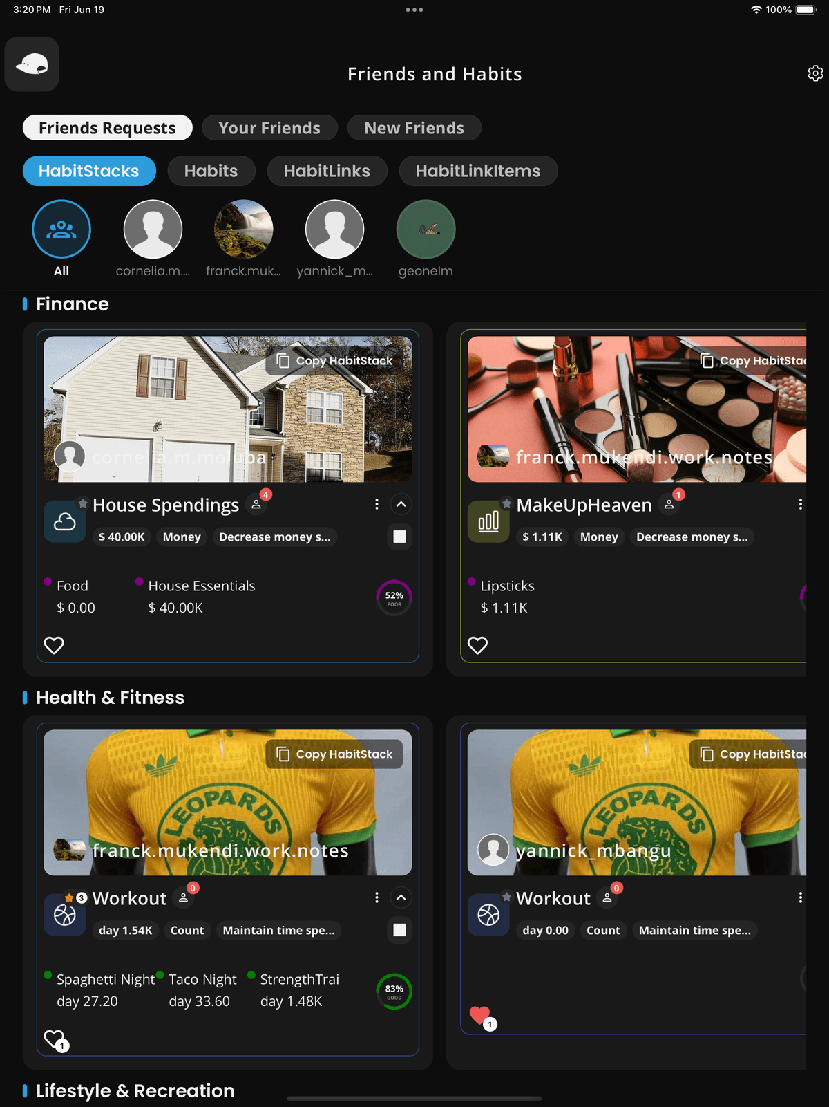 Browse and copy habit systems from friends and family